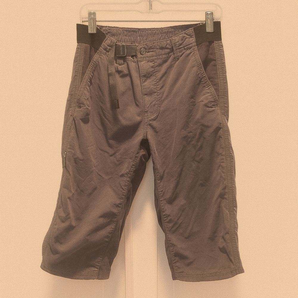 Prana BREATHE Mens Size Small Cargo Adjustable Cuff Capri Gray Hiking Pants